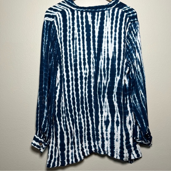Soft Surroundings Women Top Large Blue Geometric Art‎ Tunic Lagenlook Popoer - Picture 9 of 10